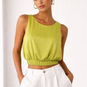 Lulus vibrant Chartreuse lime green Crop Top vacation resort